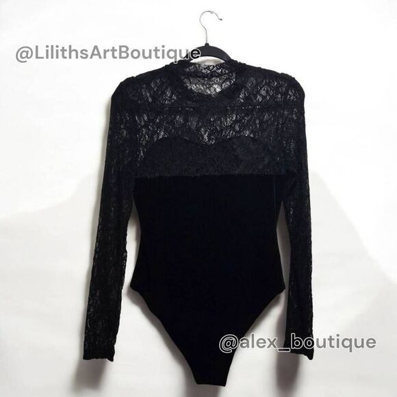 Lace Velvet Bodysuit(O008)-Size M for Women - Picture 5 of 10